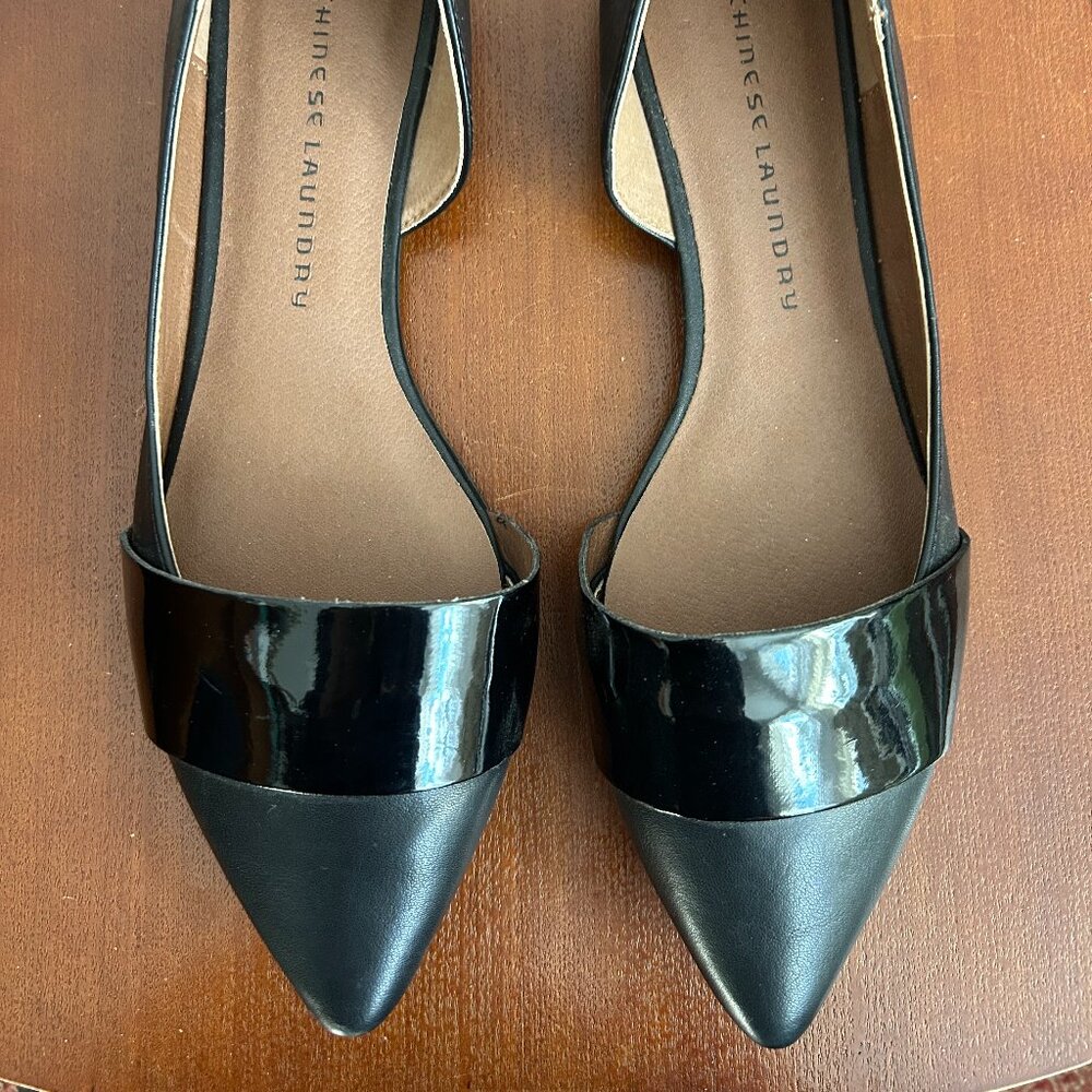 CHINESE LAUNDRY Black Leather Flats - NWOT